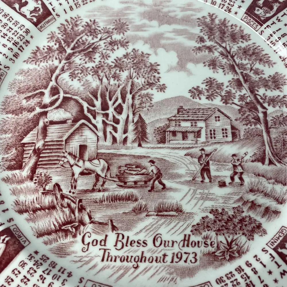 Alfred Meakin Staffordshire England 1973 Zodiac Calendar‎ Plate 9 Inch